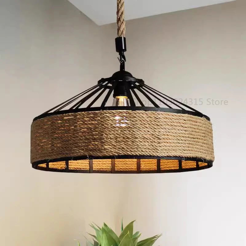Retro Hemp Rope Pendant Chandelier