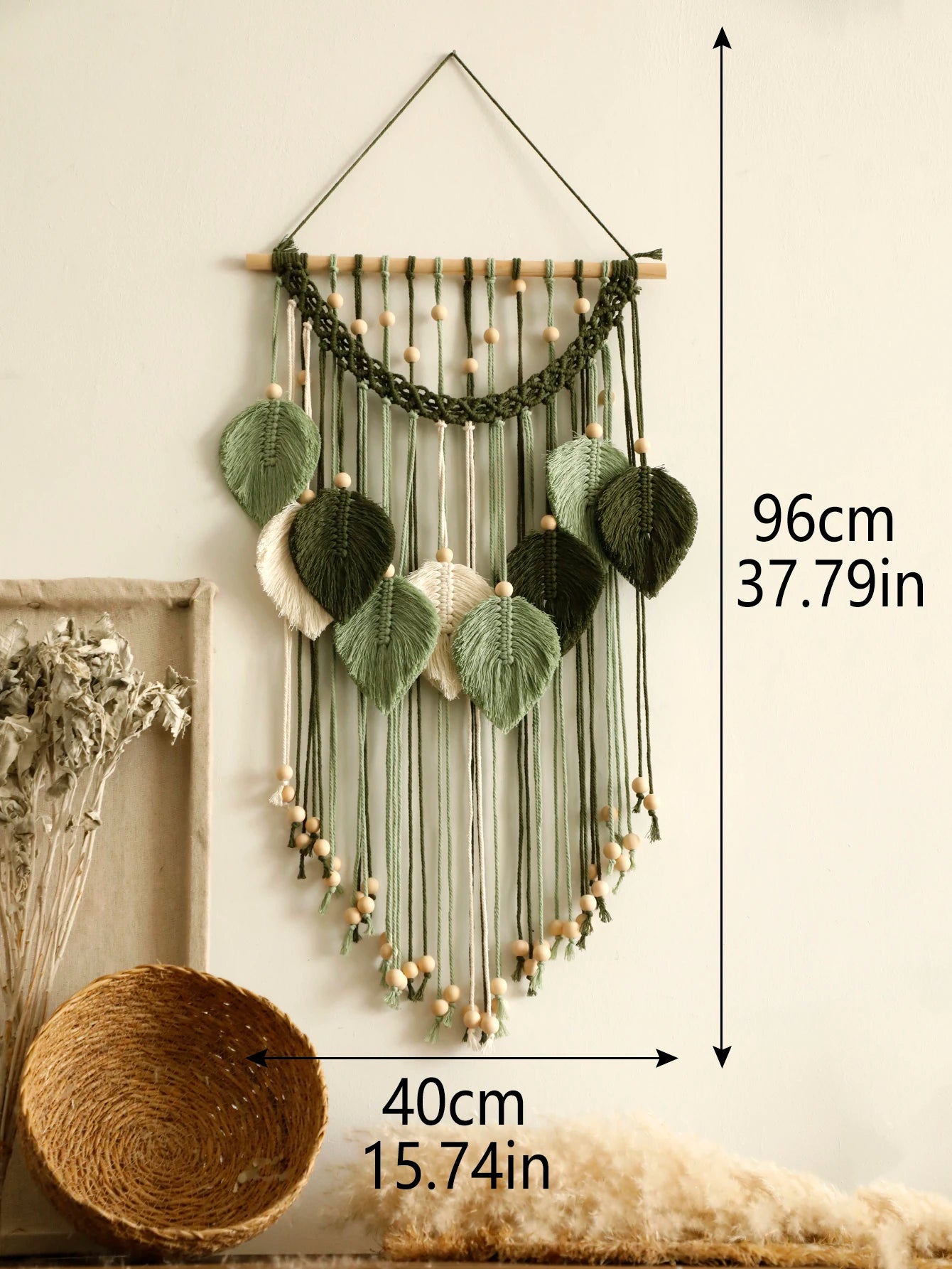 Beaded Leaf Macrame Hanging