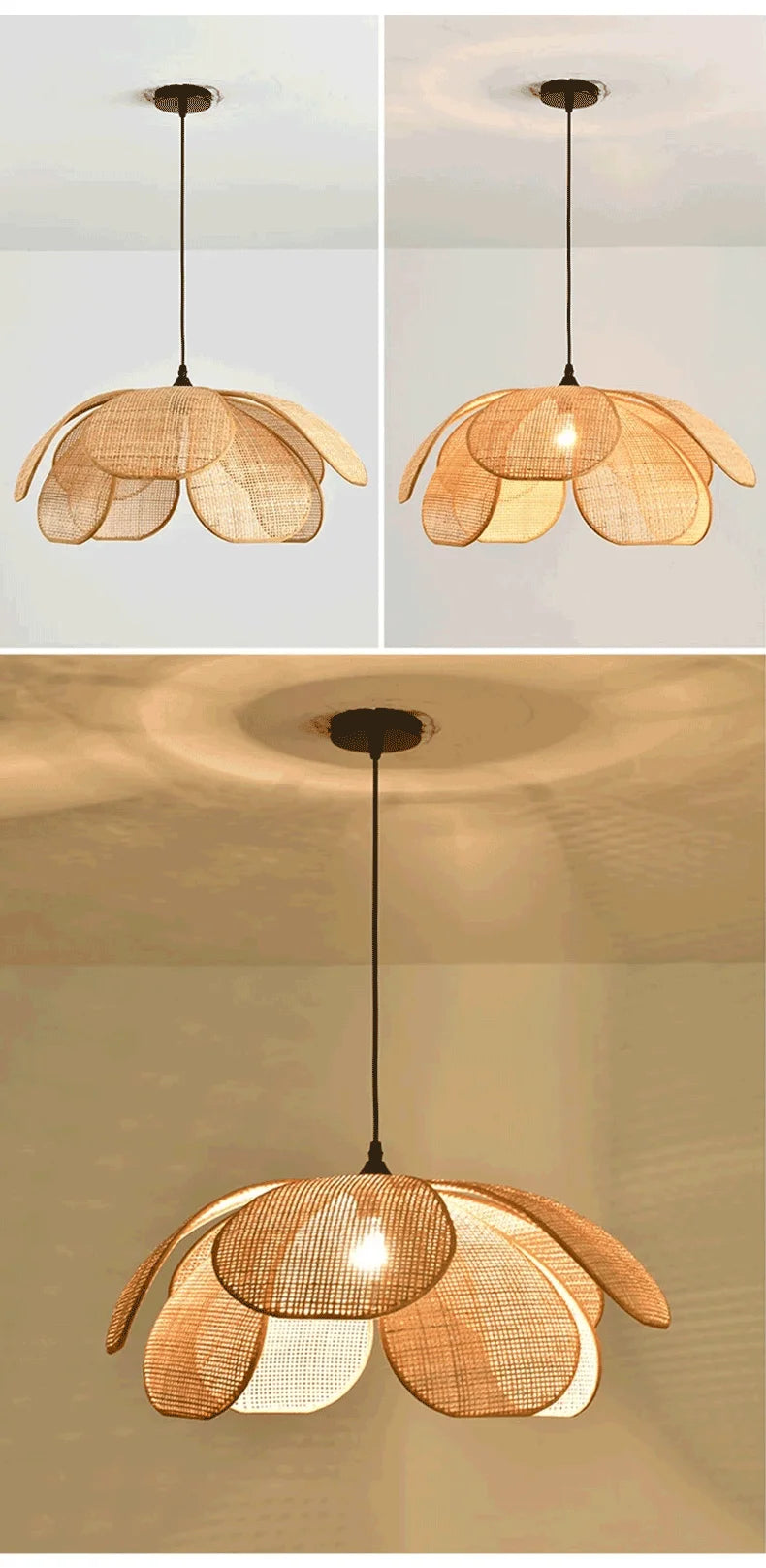 Japanese Rattan Pendant Chandelier