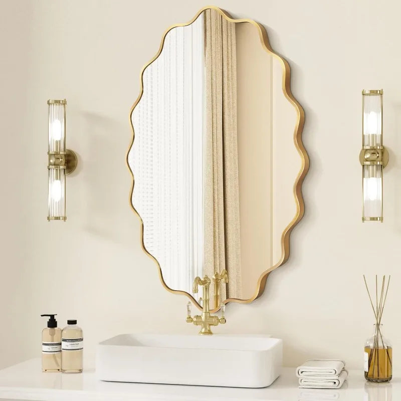 Modern Asymmetrical Gold Wall Mirror