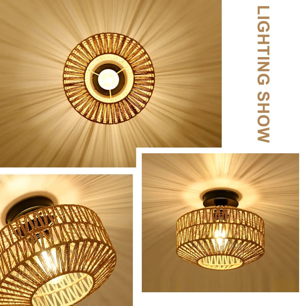 Modern Rattan Pendant Chandelier