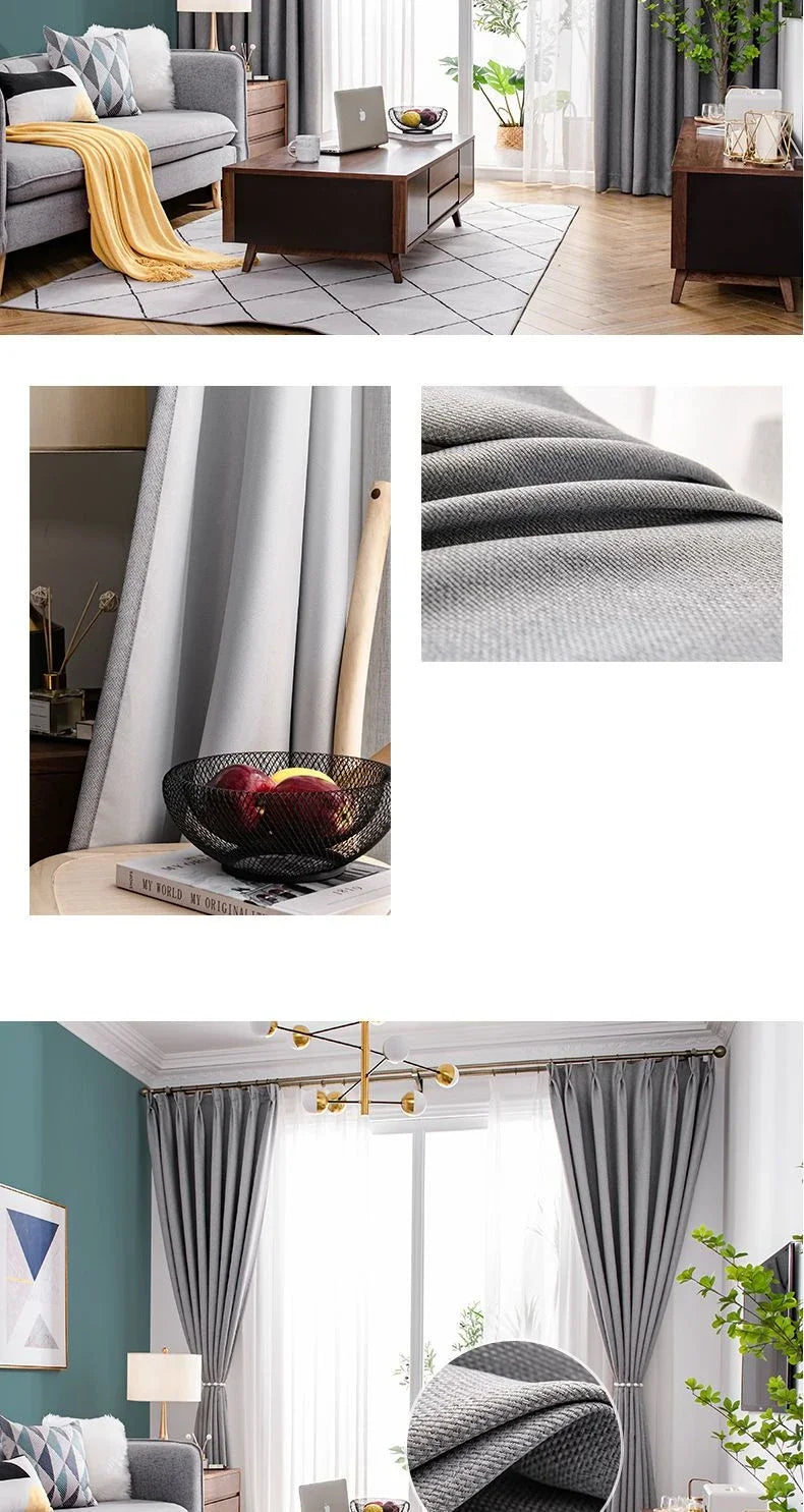 Modern Cotton-Linen Blackout Curtains, 310cm