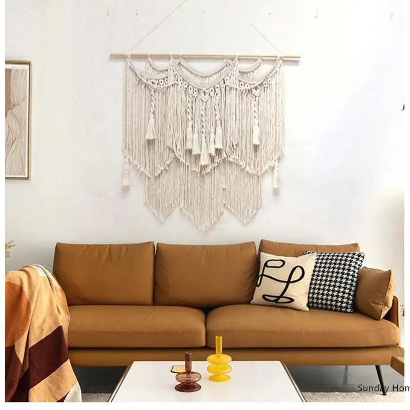 Boho Round Beige Macrame Wall Hanging