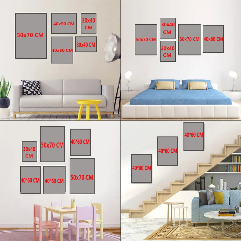Set of 3 Japandi Rectangular Sage Green Canvas Wall Art