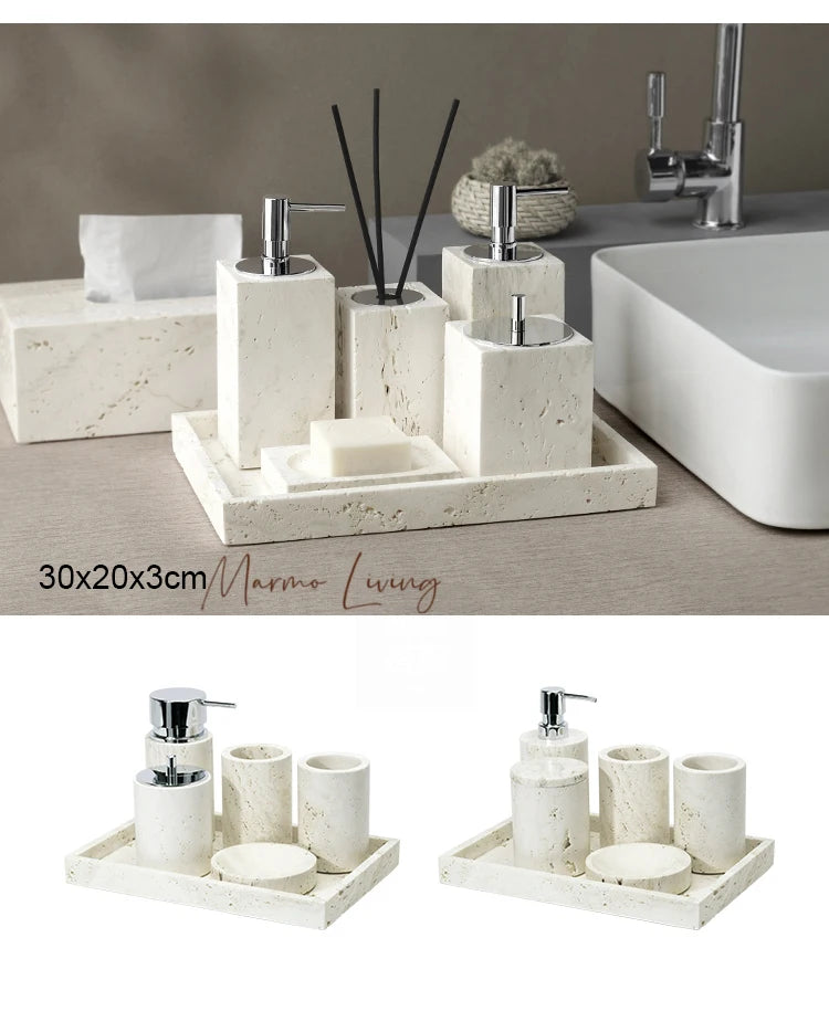 Beige Travertine Bath Set