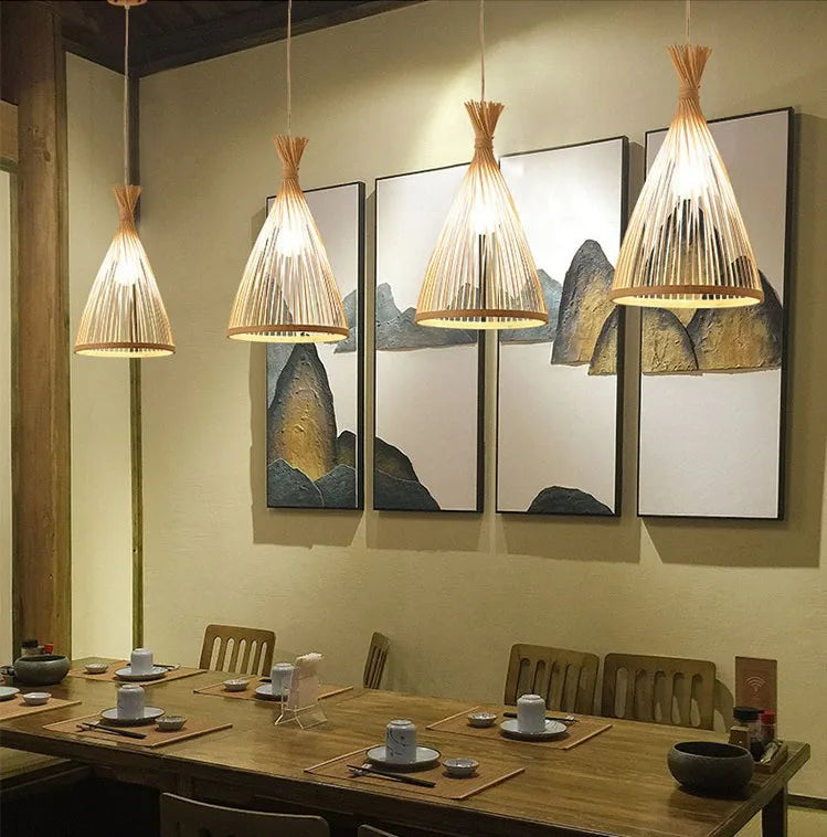 Retro Rattan Pendant Chandelier