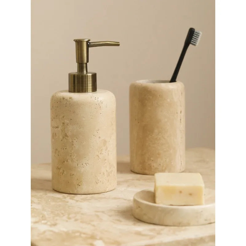 Nordic Travertine Bath Set