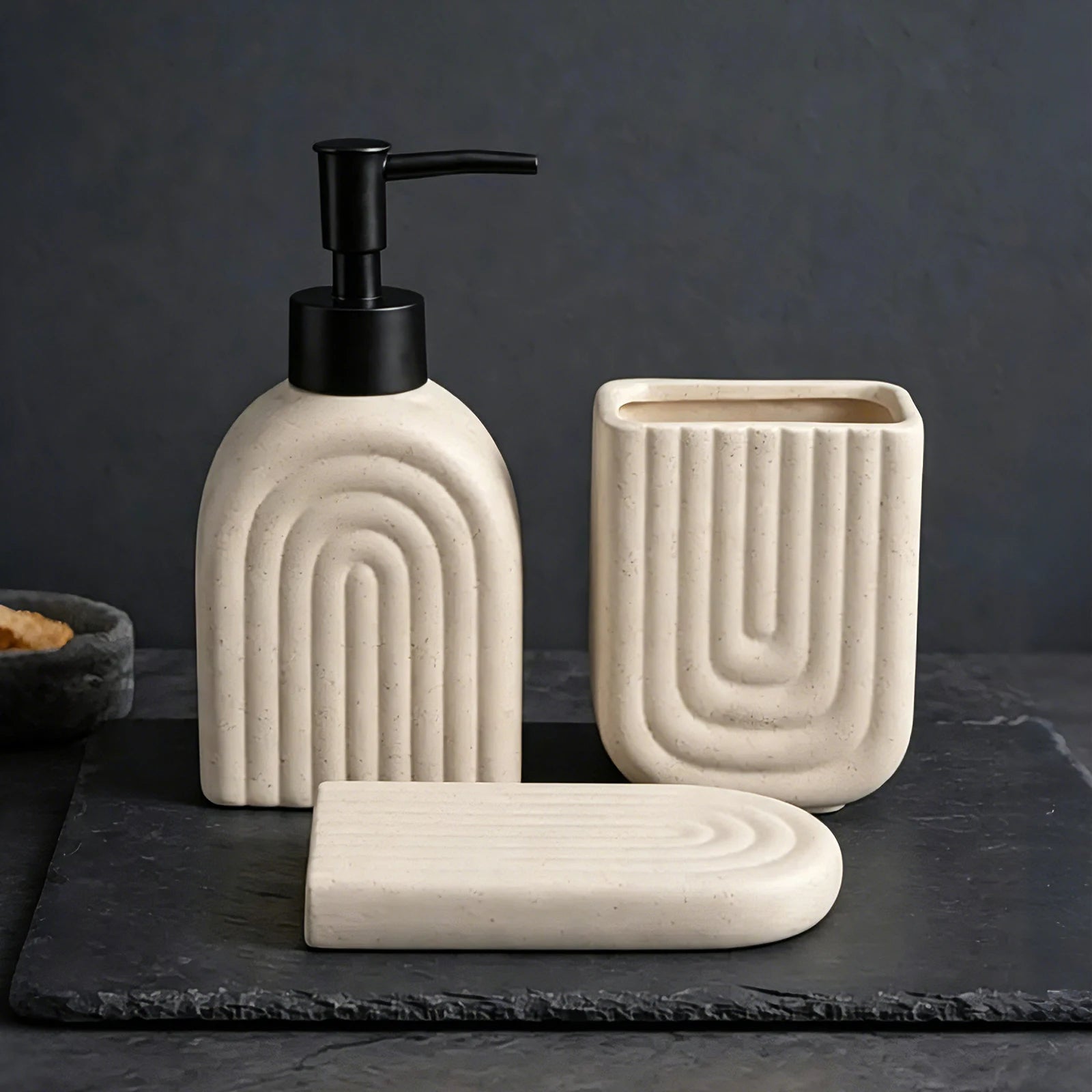 Embossed Ceramic Bath Set