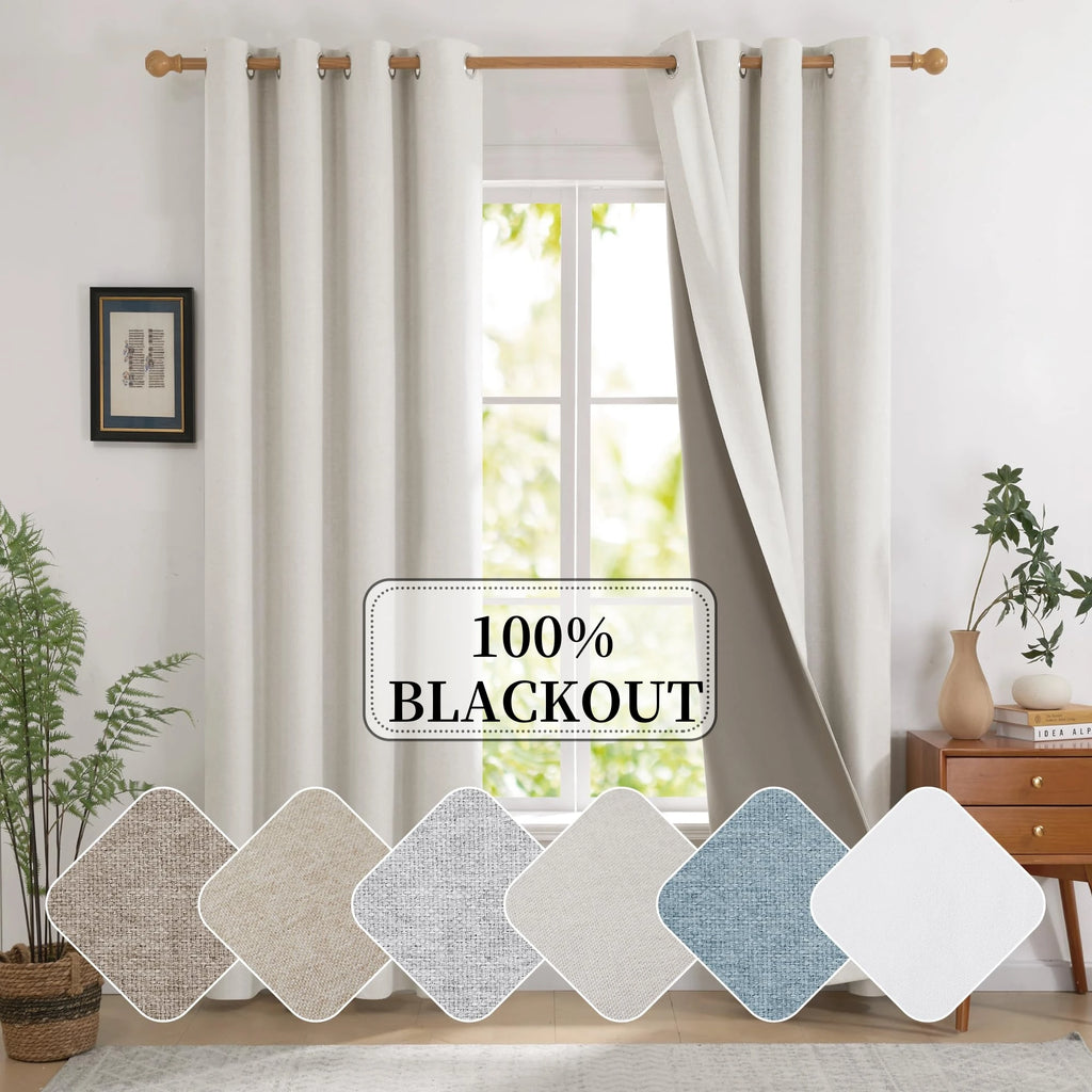 Modern Linen Blackout Curtains, 350cm