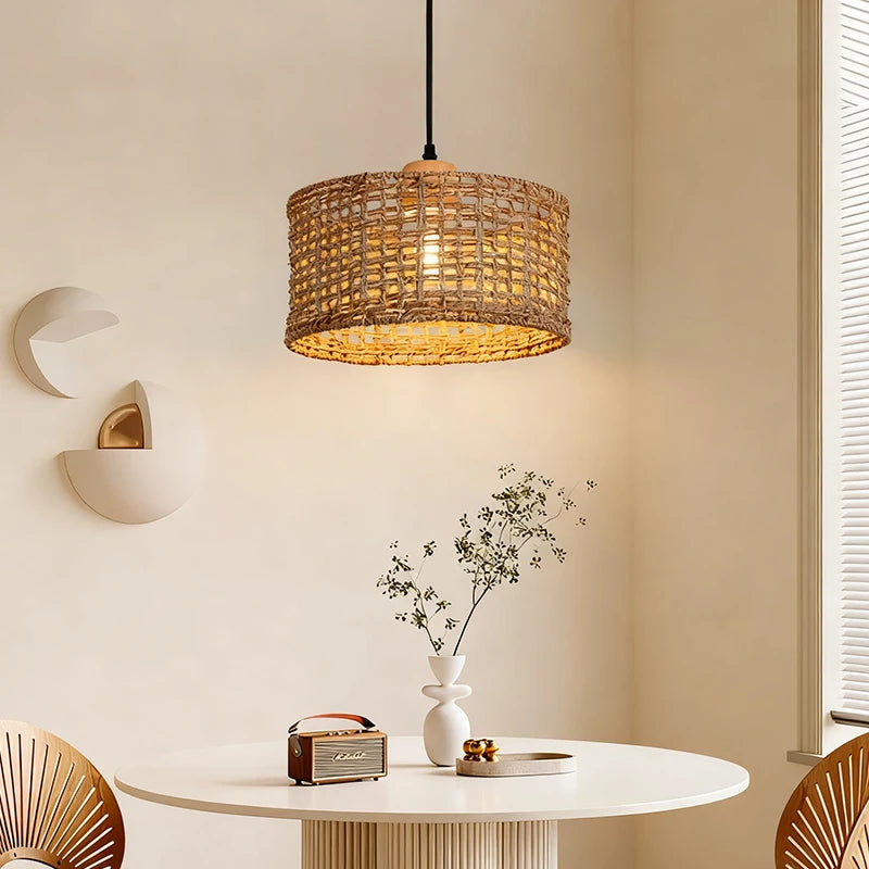 Retro Rattan Pendant Chandelier