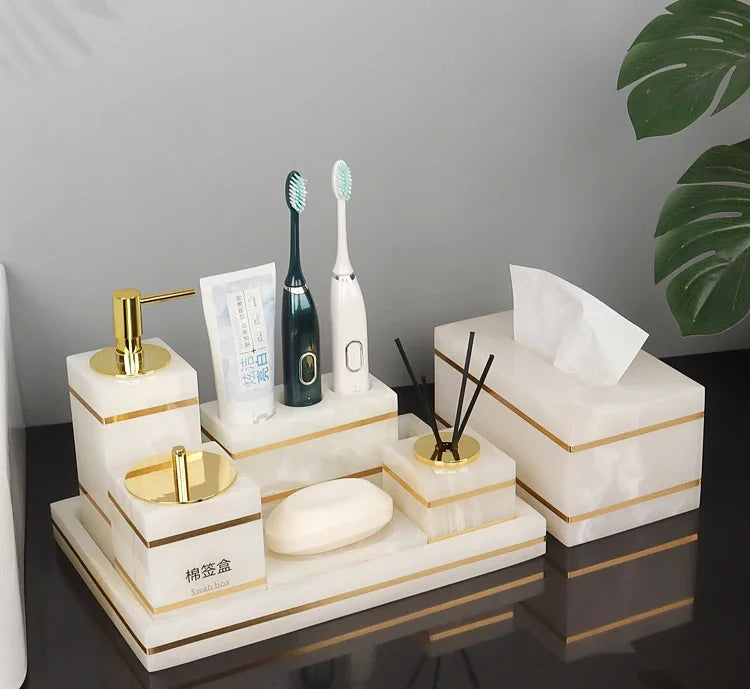 Marble & Gold Bathroom Set
