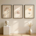 Set of 3 Japandi Canvas Wall Art
