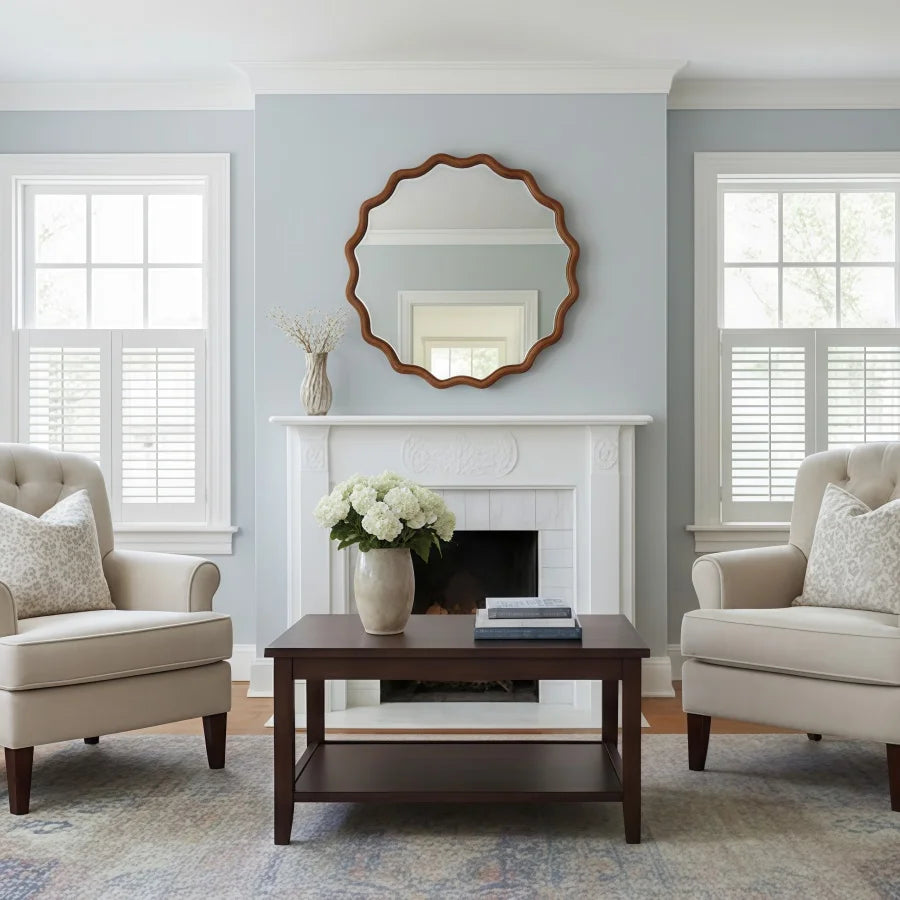Round Brown Wall Mirror