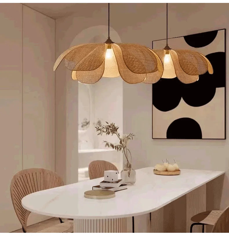 Japanese Rattan Pendant Chandelier