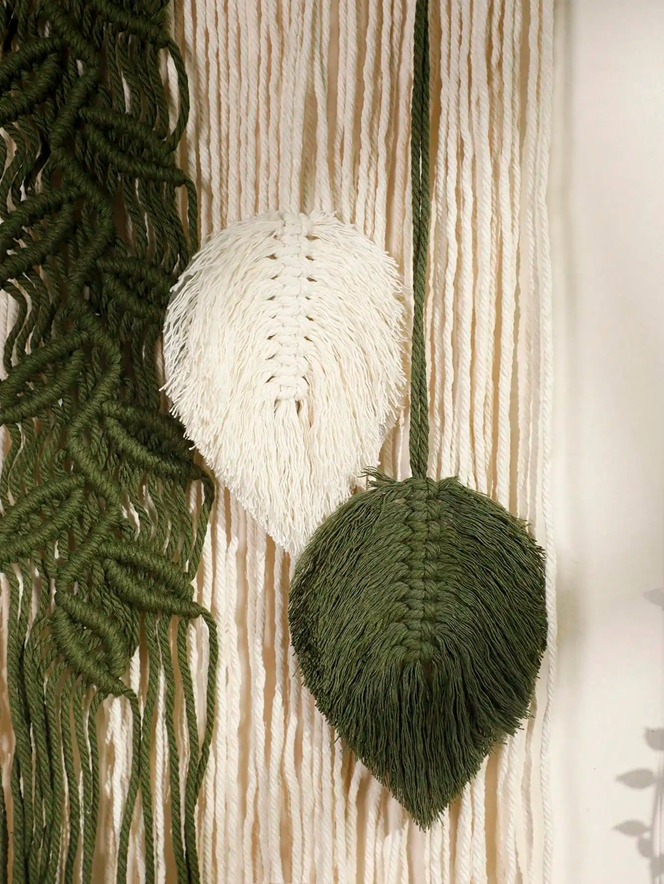 Beaded Leaf Macrame Hanging