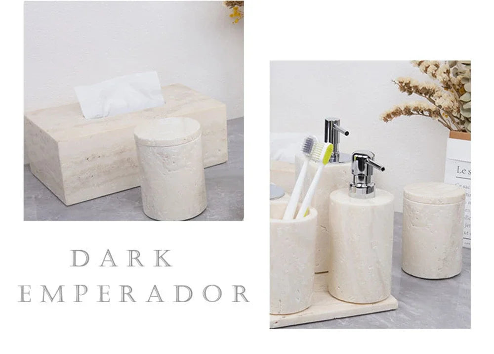 Beige Travertine Vanity Set