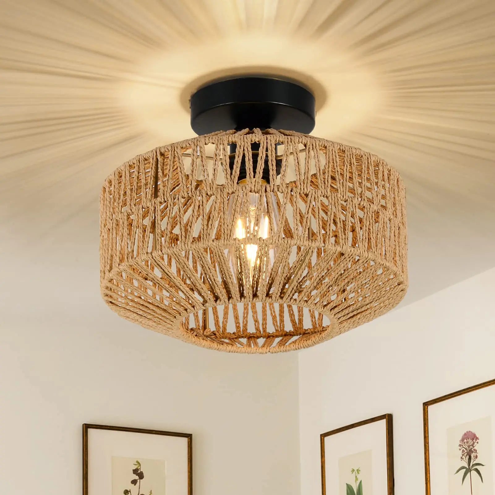 Modern Rattan Pendant Chandelier