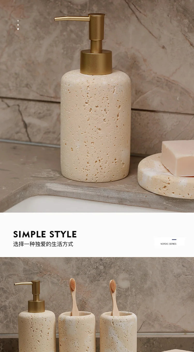 Travertine Bathroom Wash Set