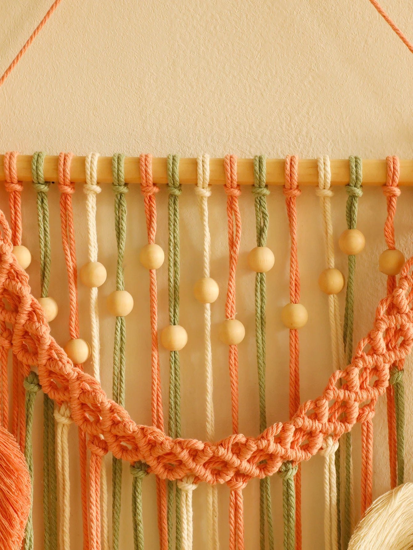 Beaded Leaf Macrame Hanging