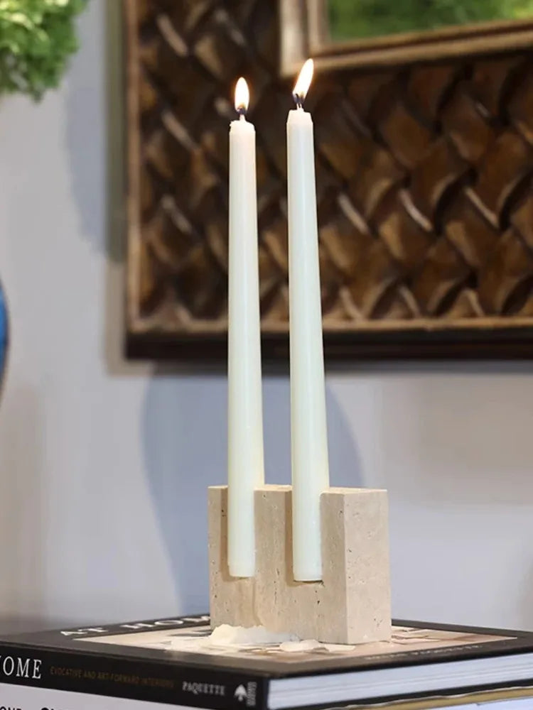 Vintage Travertine Candlestick