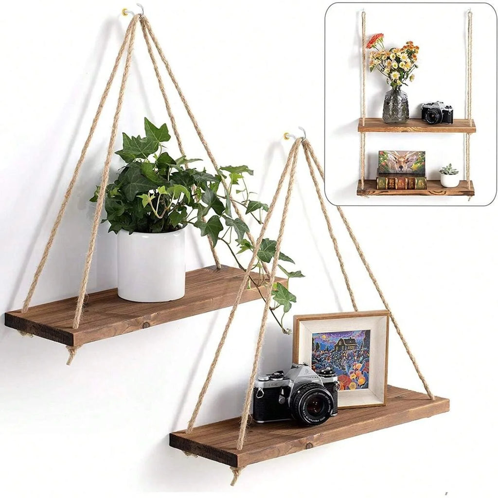 Boho Oval Beige Floating Wall Shelf