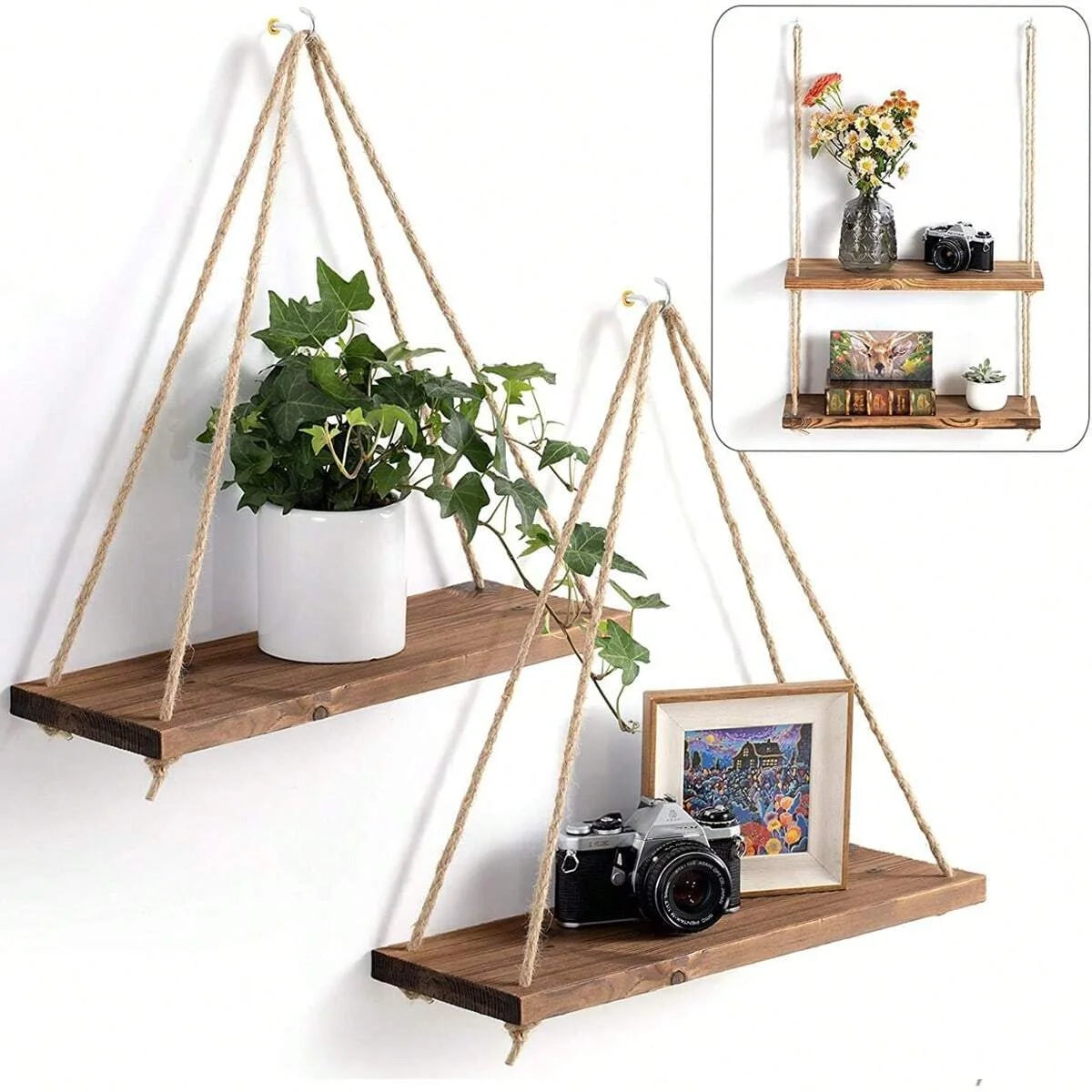 Boho Oval Beige Floating Wall Shelf