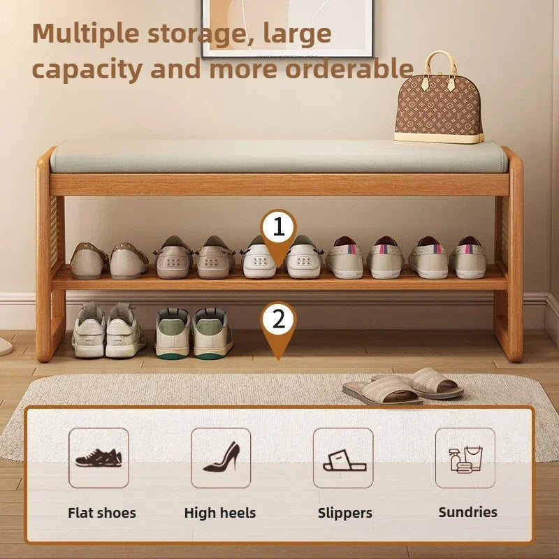 Rattan Shoe Storage Bench
