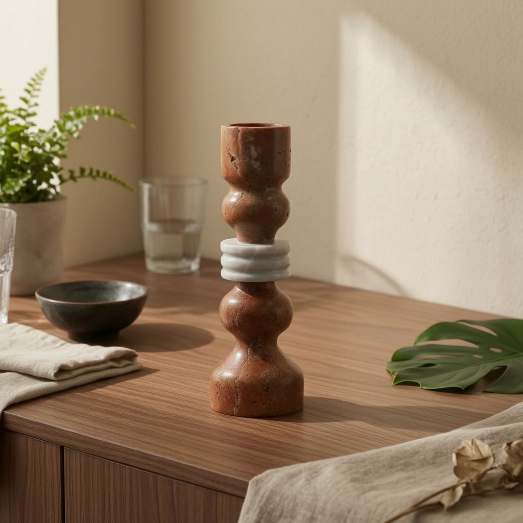Travertine Candlestick