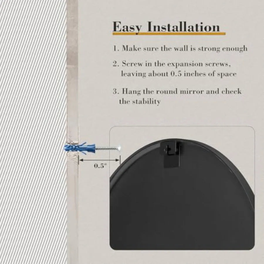 Round Metal-Framed Wall Mirror