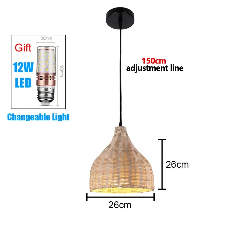 Retro Rattan Pendant Chandelier
