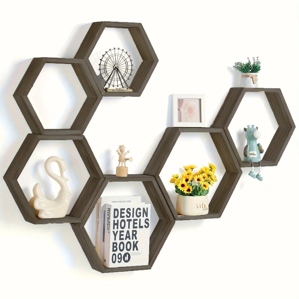 Hexagon Floating Wall Shelf