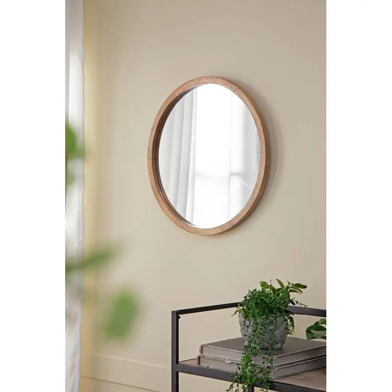 Japandi Round Brown Wall Mirror