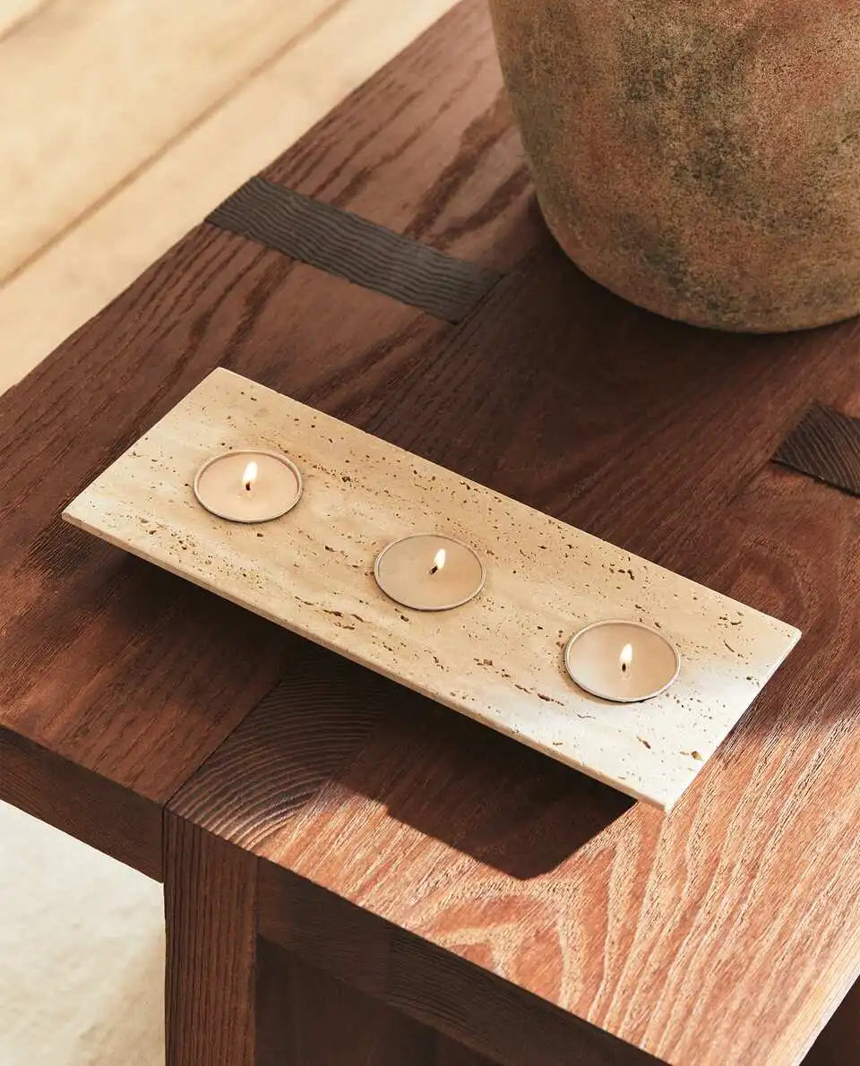 Retro Travertine Candle Holder