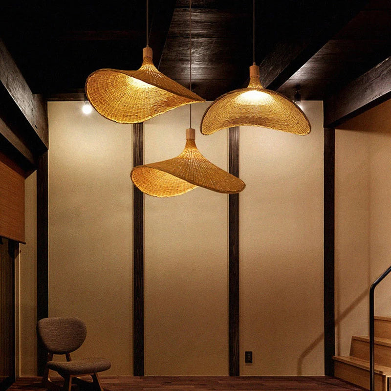 Vintage Rattan Pendant Chandelier