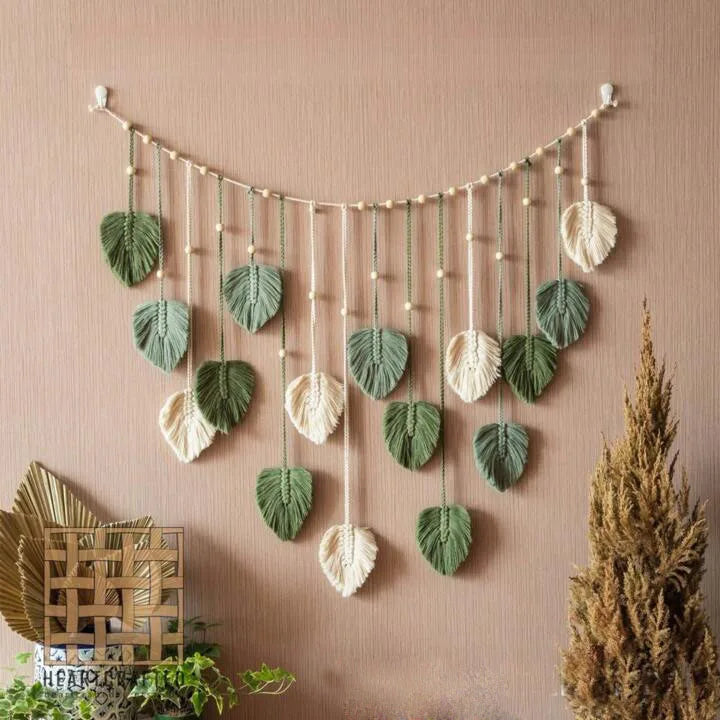 Leaf Tassel Macrame Panel