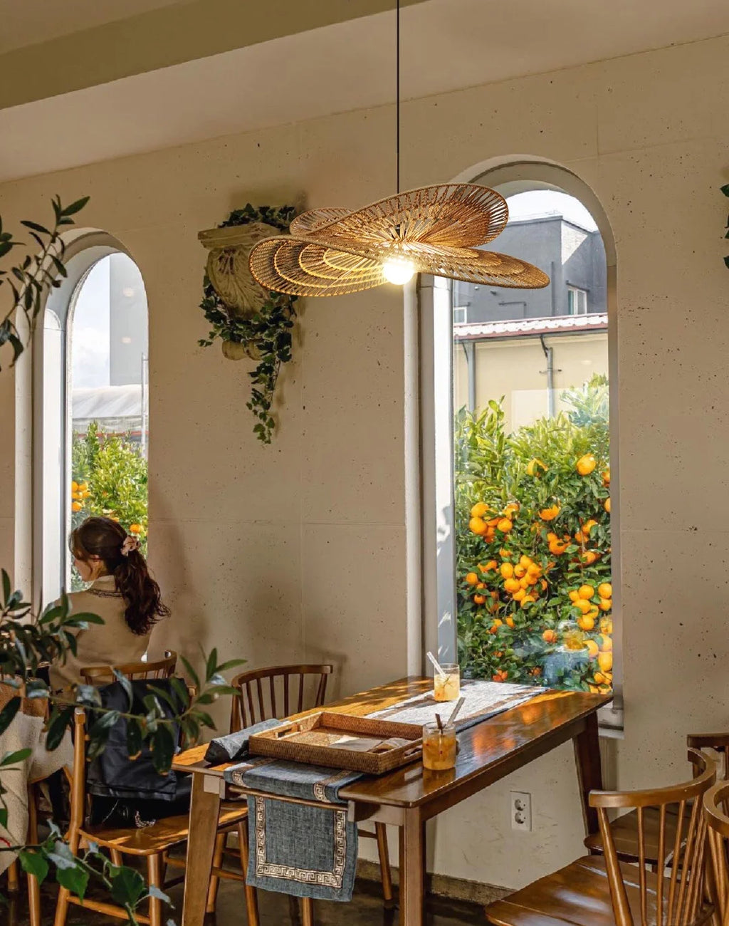 Wabi-Sabi Rattan Pendant Chandelier
