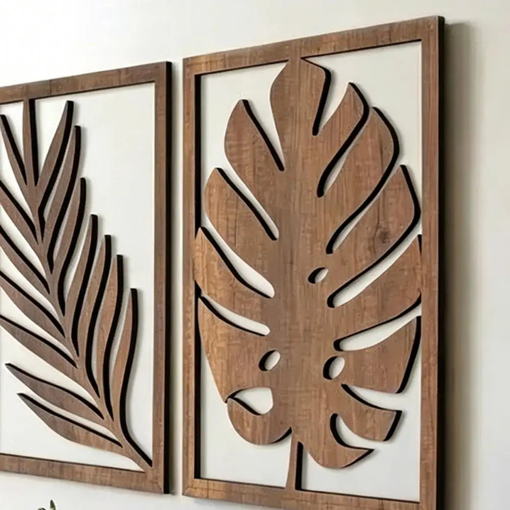 Set of 3 Boho Natural Wood Wall Sculpture