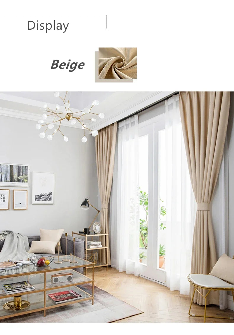 Modern Cotton-Linen Blackout Curtains, 310cm