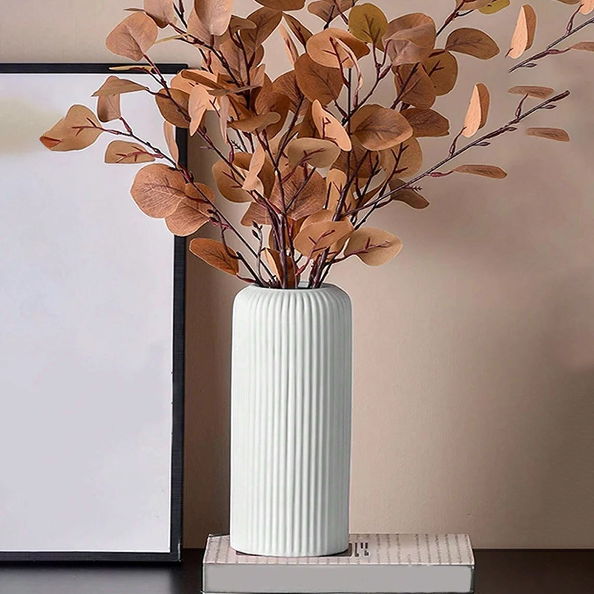 Striped Ceramic-Look Vase