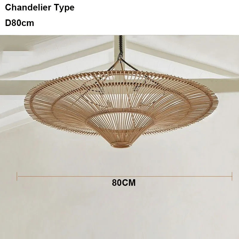 Wabi-Sabi Rattan Pendant Chandelier