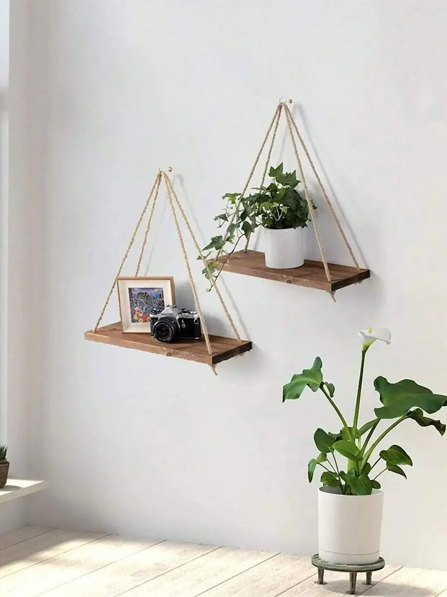 Boho Oval Beige Floating Wall Shelf