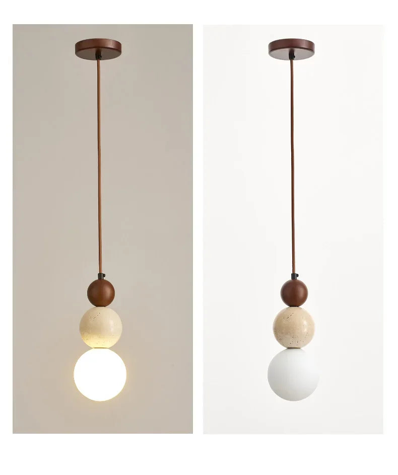Cream-Style Stone Pendant Chandelier