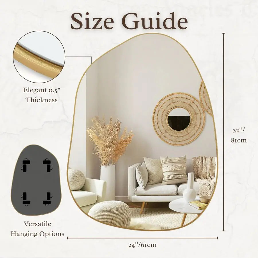 Boho Asymmetrical Gold Wall Mirror