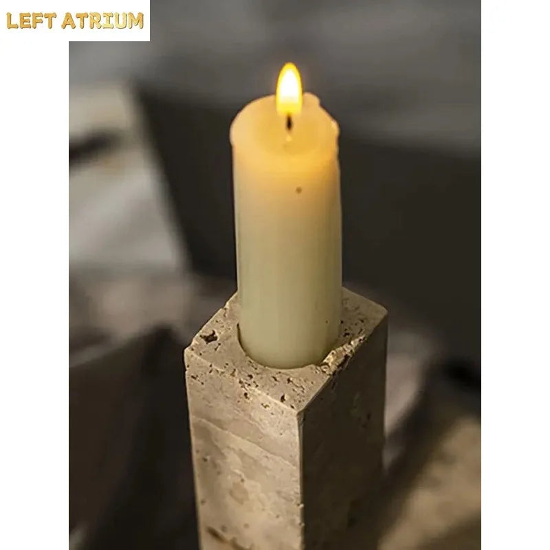 Minimalist Travertine Candle Holder