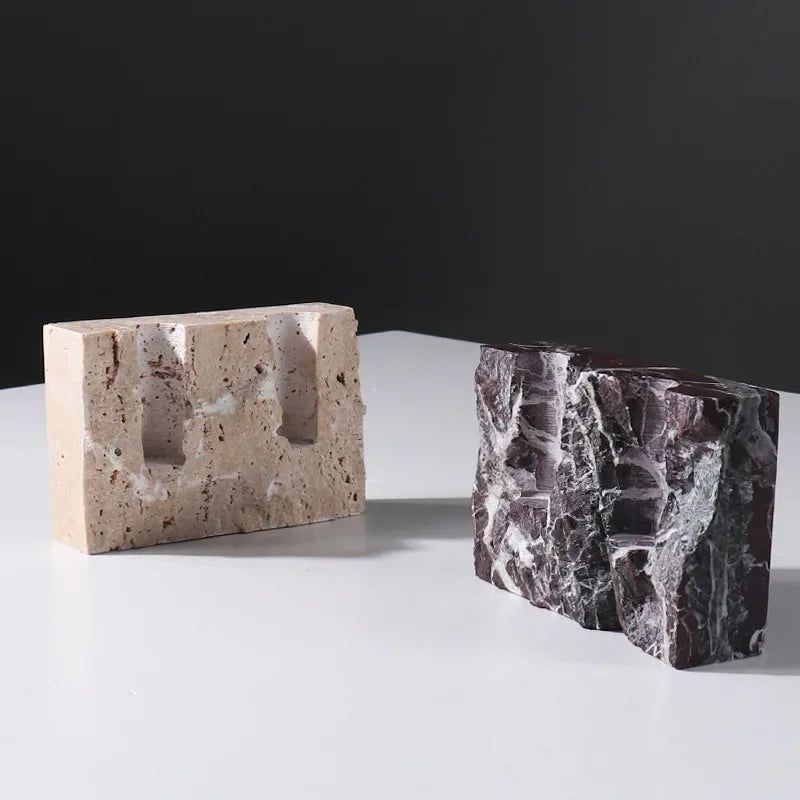 Vintage Travertine Candlestick