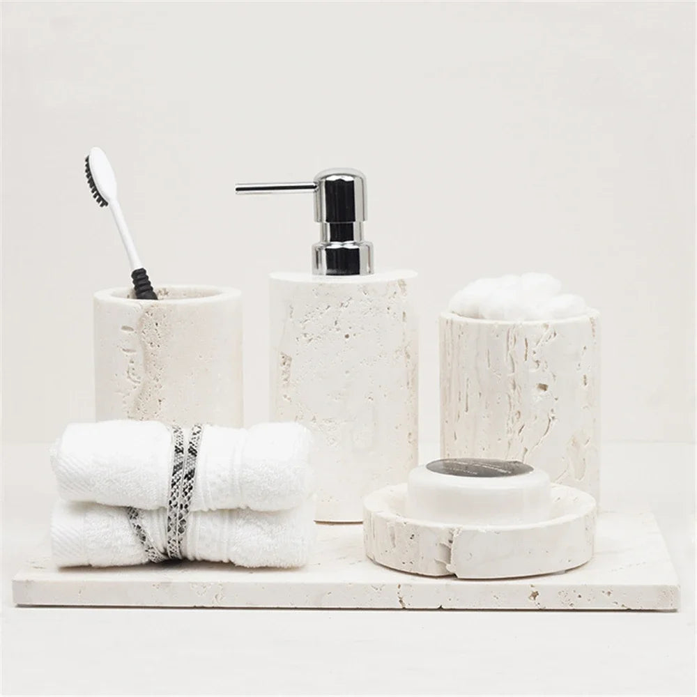 Beige Travertine Vanity Set