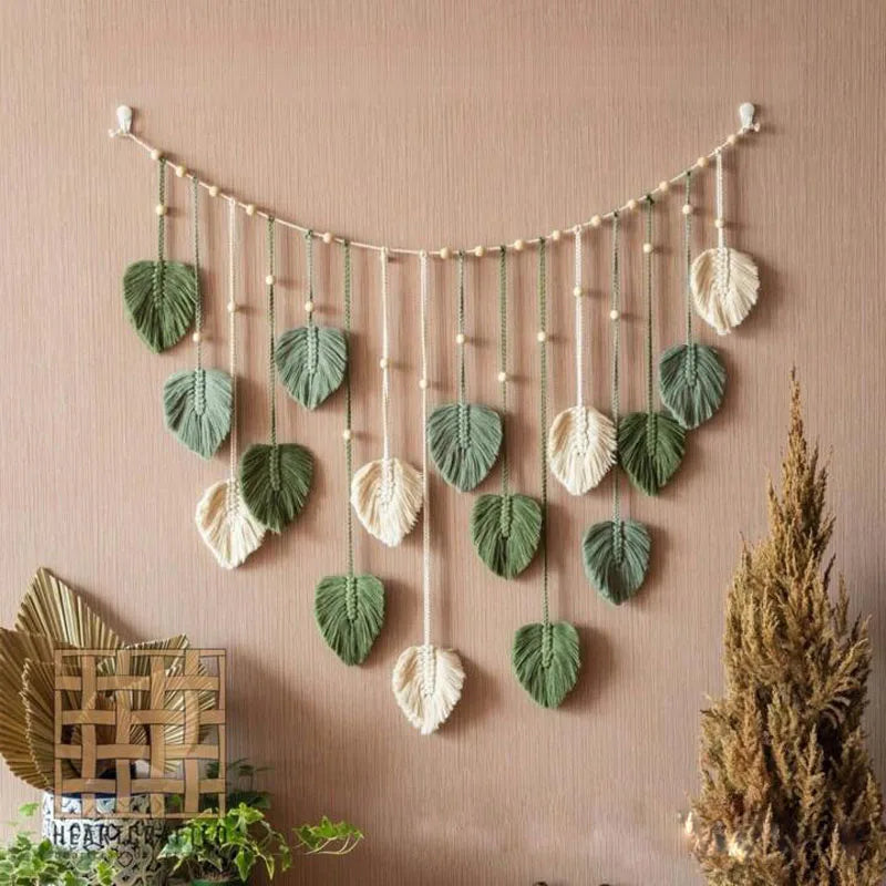 Leaf Tassel Macrame Panel