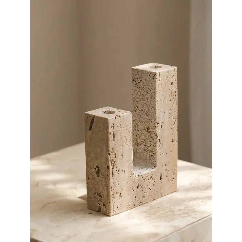 Minimalist Travertine Candle Holder