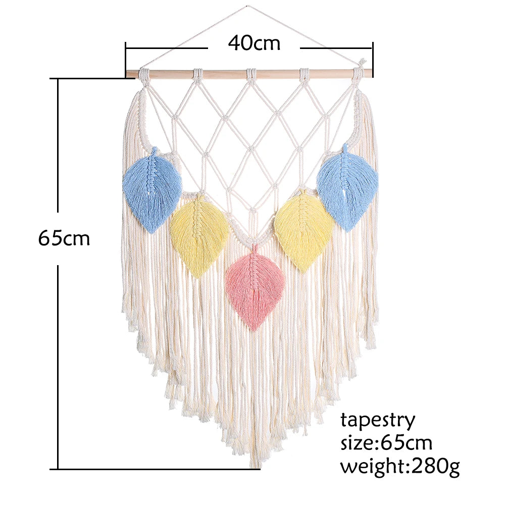Beaded Leaf Macrame Hanging