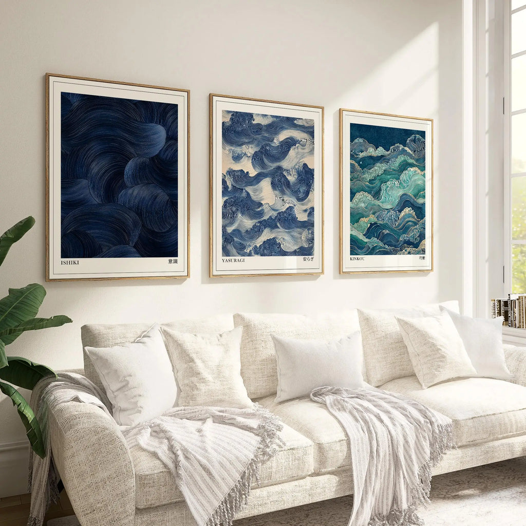 Set of 3 Japandi Rectangular Canvas Wall Art